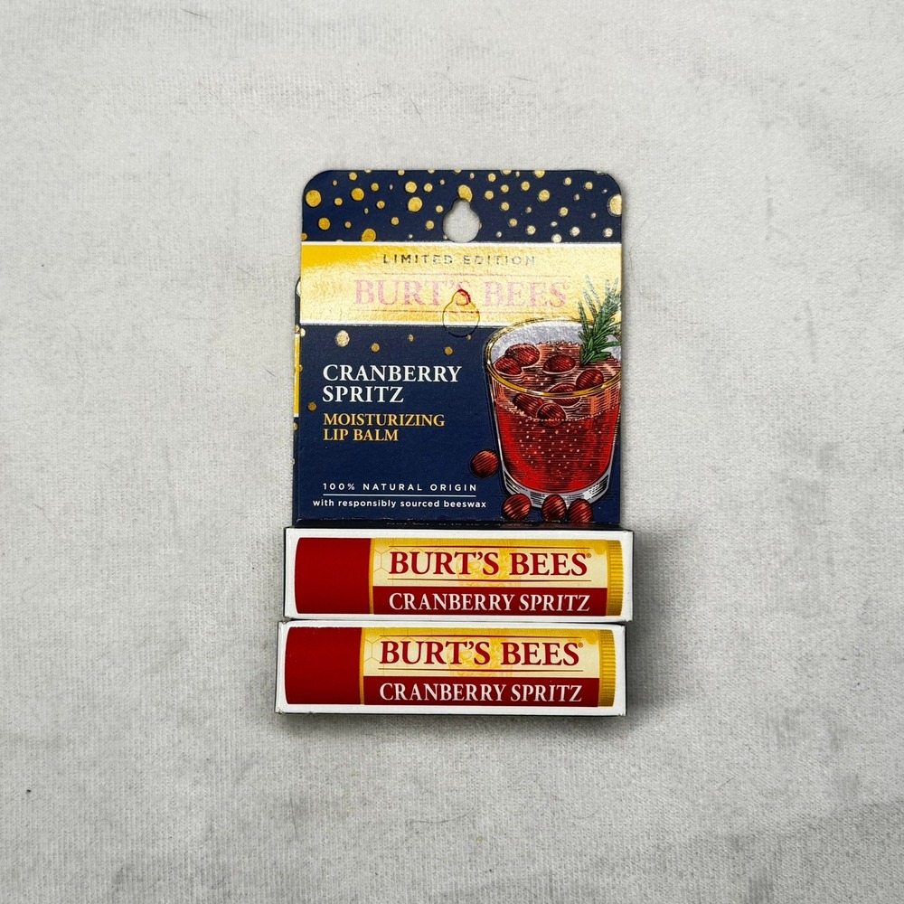 Burts Bees Cranberry Spritz Moisturizing Lip Balm Limited Edition 2 Pack 0.15oz